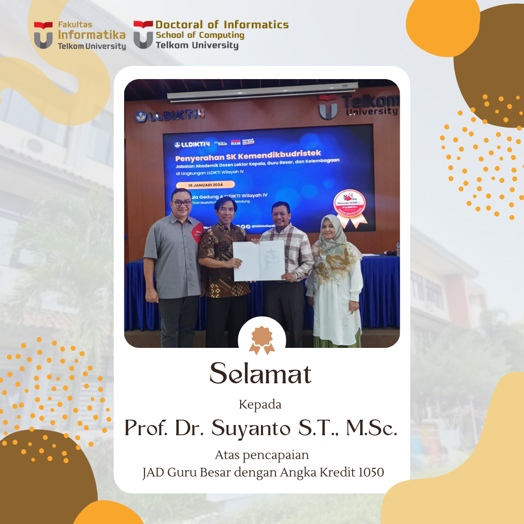 Selamat kepada Prof. Dr. Suyanto S.T., M.Sc. Selamat kepada Prof. Dr. Suyanto S.T., M.Sc.